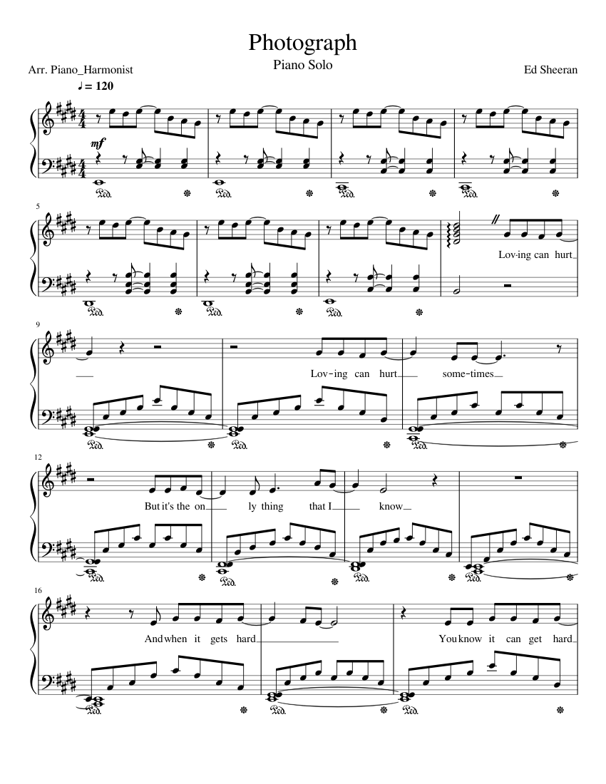 PhotographEd SheeranPiano Solo Sheet music for Piano (Solo)