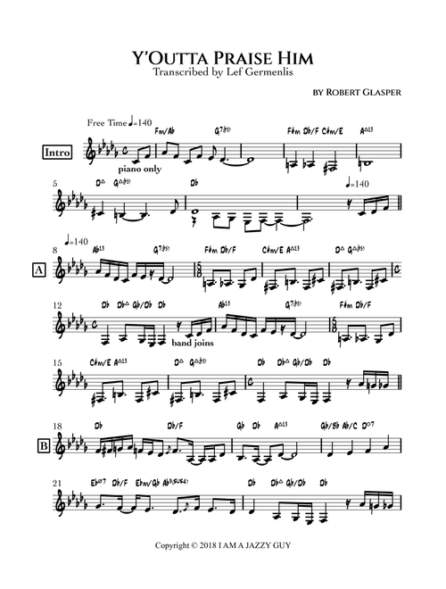 Y Outta Praise Him (Arr. Lef Germenlis) - Robert Glasper (Lead Sheet - Fake Book)
