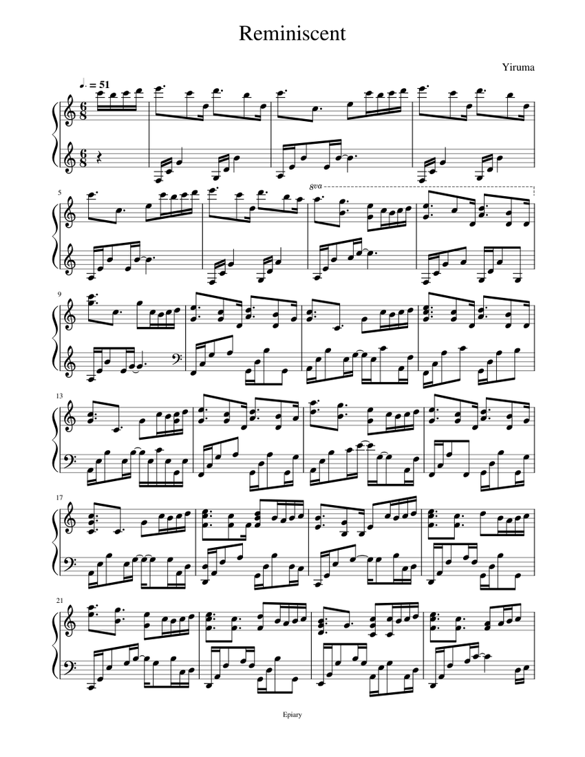 【楽譜】イルマ「Yiruma : The Best - Reminiscent」 Reminiscent