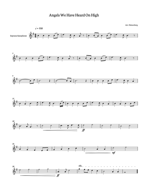 Christmas Song - Angels We Have Heard on High for Soprano Sax (Arr. Heisenberg) - Wilfrid Moreau (Soprano Sax Solo)