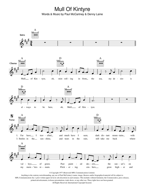 Mull Of Kintyre - Paul McCartney & Wings, Wings (Lead Sheet - Fake Book)