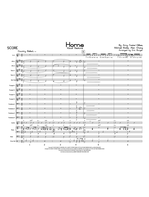 Home (Arr. Eric Burger Music) - Blake Shelton (Jazz Ensemble)