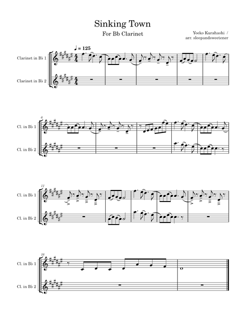 Sinking Town – Bb Clarinet