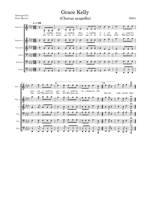 Grace kelly – Mika (Chorus acapella)
