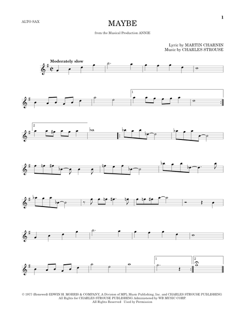 Maybe - Charles Strouse (Alto Sax Solo)