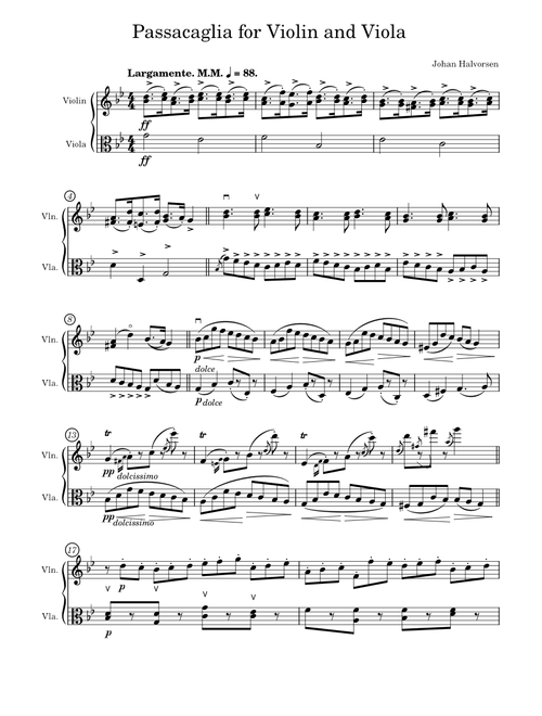 Passacaglia for Violin and Viola - Johan Halvorsen