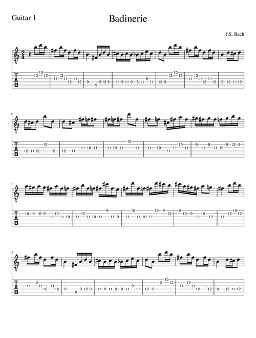 Badinerie (Arr. Terry Kuhns) (Guitar Tab)