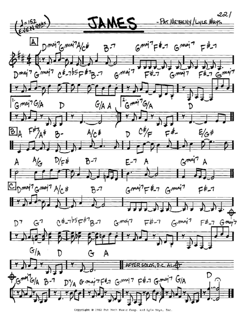 James - Pat Metheny, Lyle Mays (Real Book - Melody-Chords)