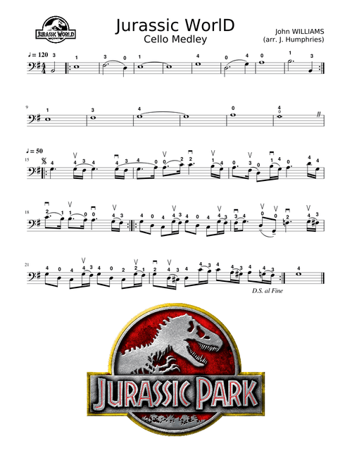 EASY Jurassic World and Park Theme Medley Cello Solo