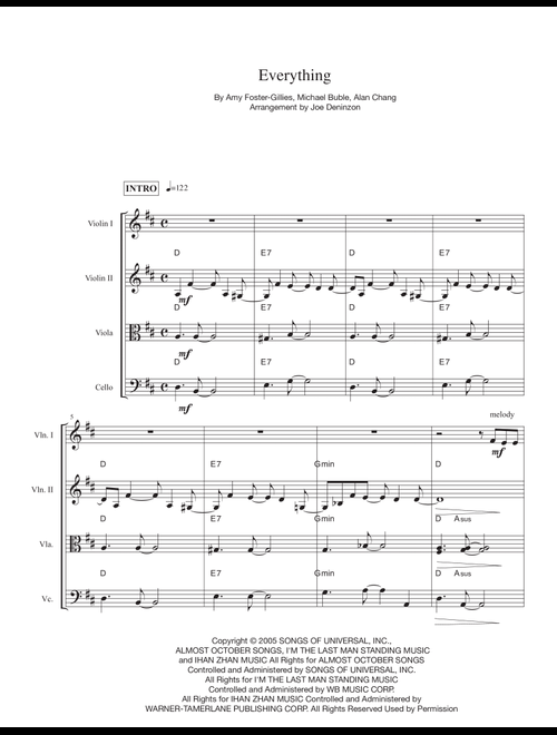 Everything (Arr. Joe Deninzon) - Michael Buble (String Quartet)