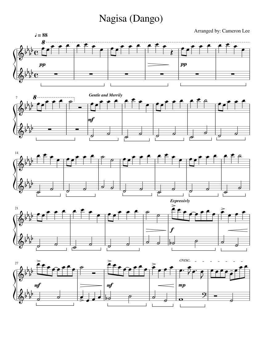 Desbordamiento Enjuague bucal Molestar CLANNAD- Nagisa (Dango) Sheet music for Piano (Solo) | Musescore.com