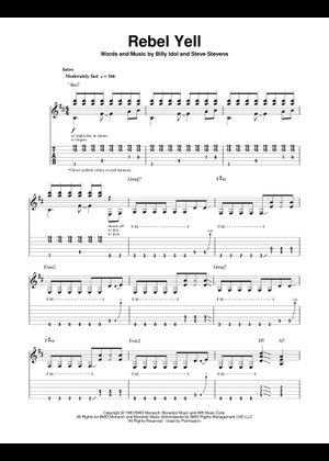アナーキーREBELYELLレコード&タブ譜 Play Official version of Rebel yell Sheet Music by Billy Idol for