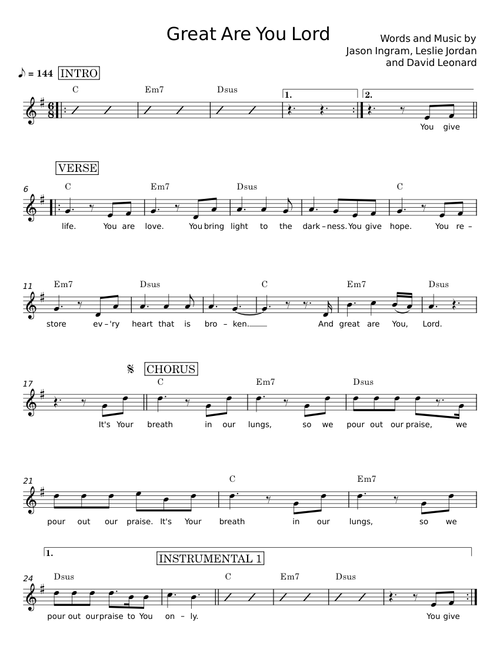 Great Are You Lord - Jason Ingram