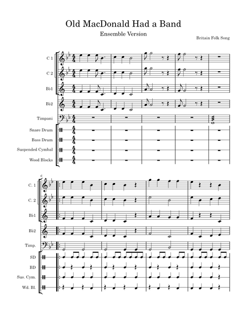 Old McDonald Had a Band (Beginning Concert Band)