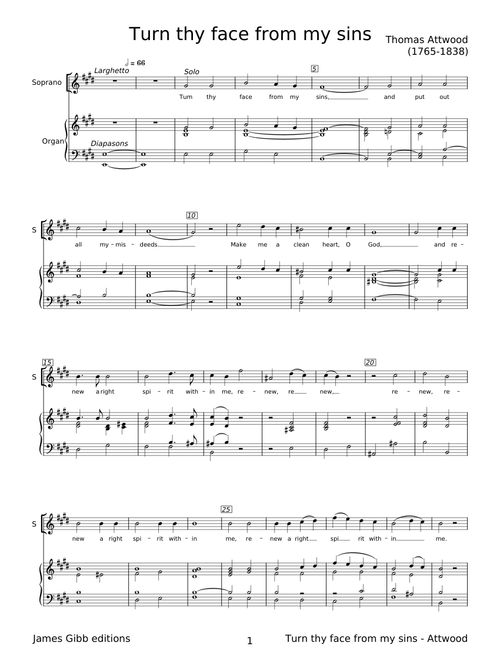 Turn thy face from my sins - Thomas Attwood