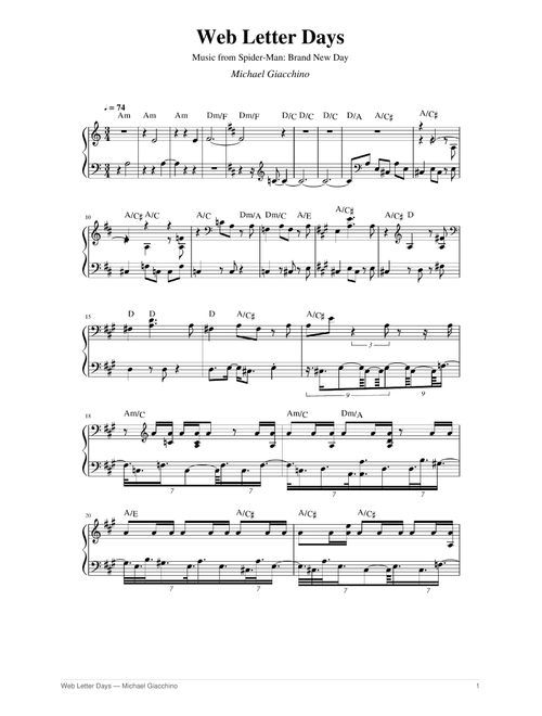 Web Letter Days (Arr. John) - Michael Giacchino (Piano Solo)