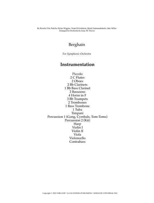 Berghain (Arr. Isaac M. Glover) - Rosalia Vila Tobella, Bjork Gudmundsdottir, Dylan Wiggins (Full Orchestra)