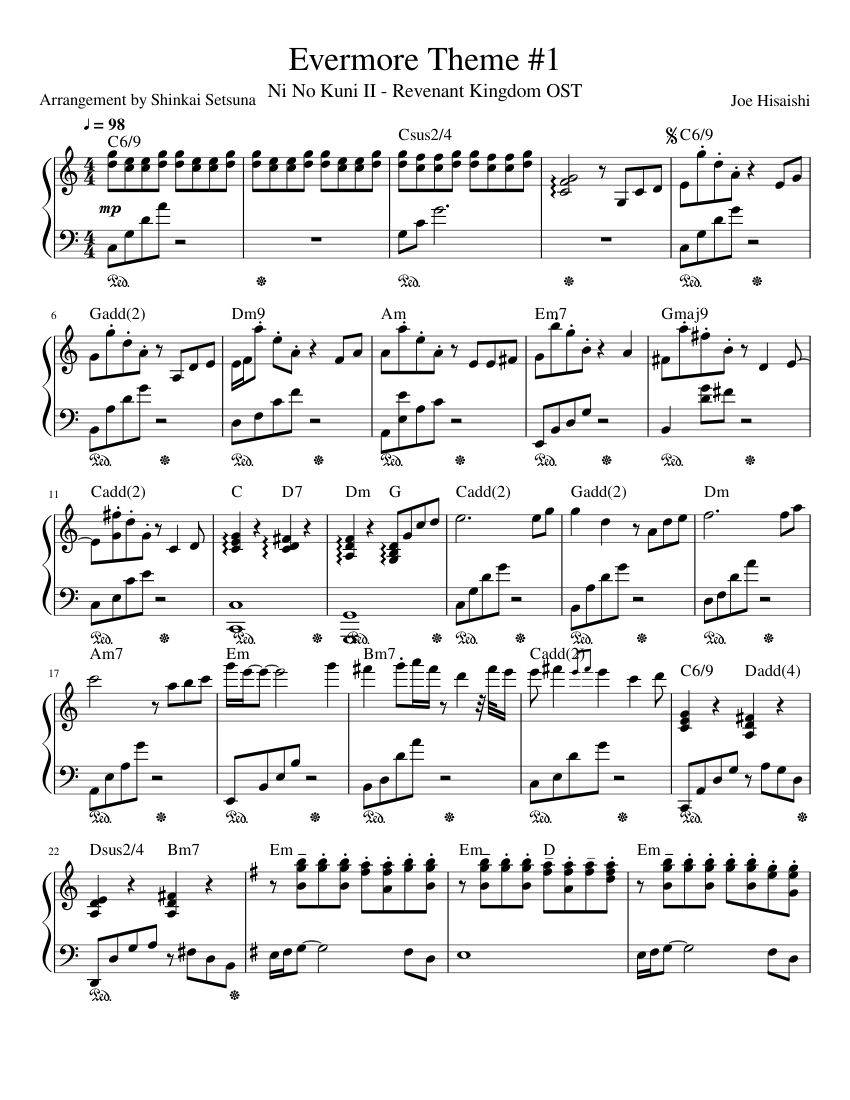 Evermore Theme #1 - Ni No Kuni II: Revenant Kingdom Sheet Music