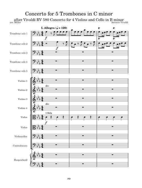 Concerto for 5 Trombones in C minor (after Concerto in B minor, RV 580) – A. Vivaldi