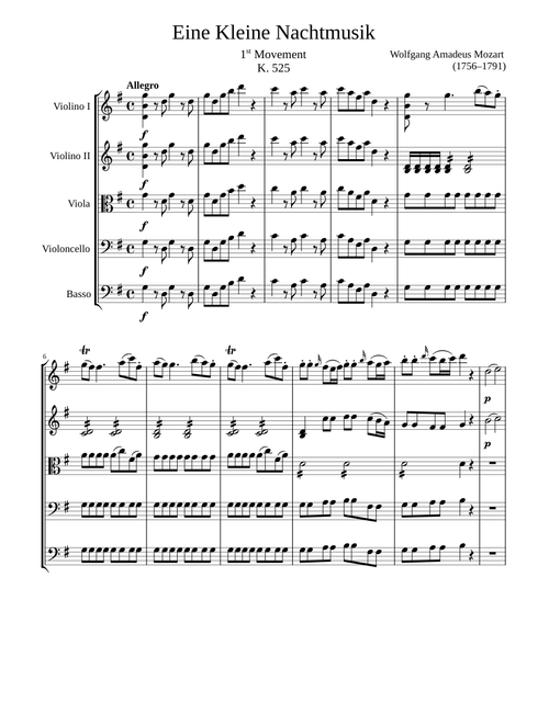 Eine Kleine Nachtmusik, 1st Movement