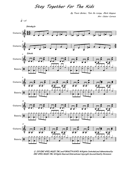 Stay Together For The Kids (Arr. Cleber Domingues) - Blink 182 (Guitar and Piano)