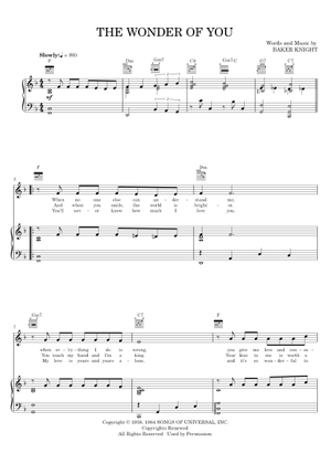 The wonder of you - Elvis Presley Sheet Music with Chords for Piano ...