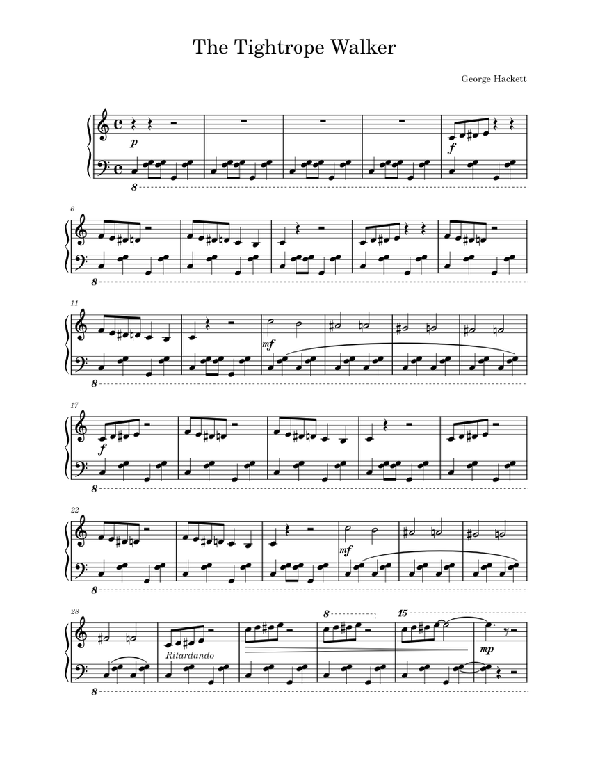 The Tightrope Walker Sheet Music for Piano (Solo) easy | MuseScore.com
