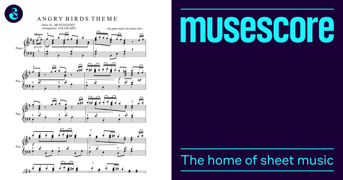 Angry Birds Theme - Piano Sheet Music for Piano (Solo) | MuseScore.com