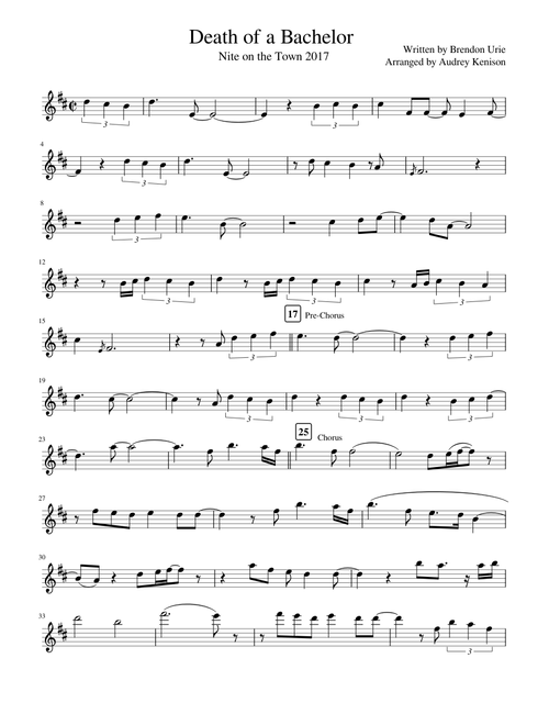 Death of a Bachelor for Bari Sax (Vocal Part)