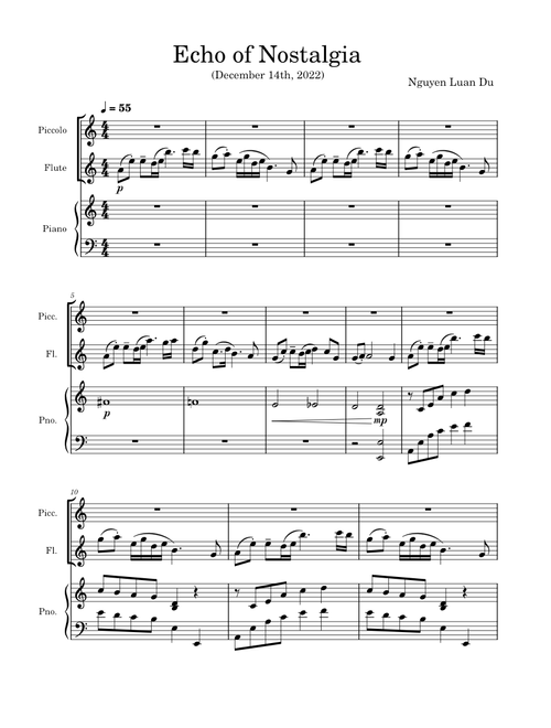 Echo of Nostalgia (Piano, Flute & Piccolo) - Nguyen Luan Du