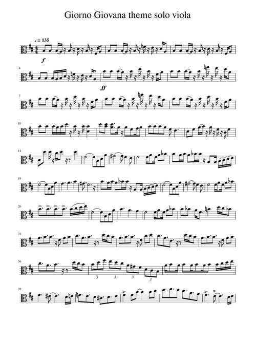 Il vento d'oro (Giorno Giovana theme) viola solo
