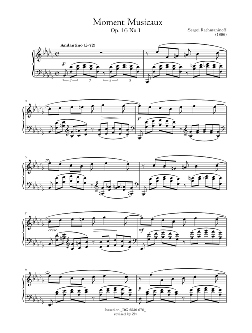 Moment Musicaux, Op 16, No.1 – Sergei Rachmaninoff