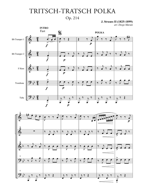 Tritsch-Tratsch Polka for Brass Quintet (Arr. Diego Marani) - J. Strauss II (Brass Ensemble)