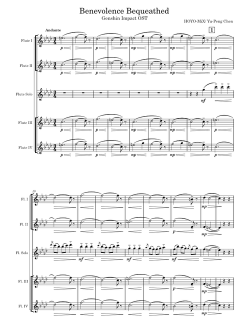 Genshin Impact OST - Benevolence Bequeathed - Flute Quintet