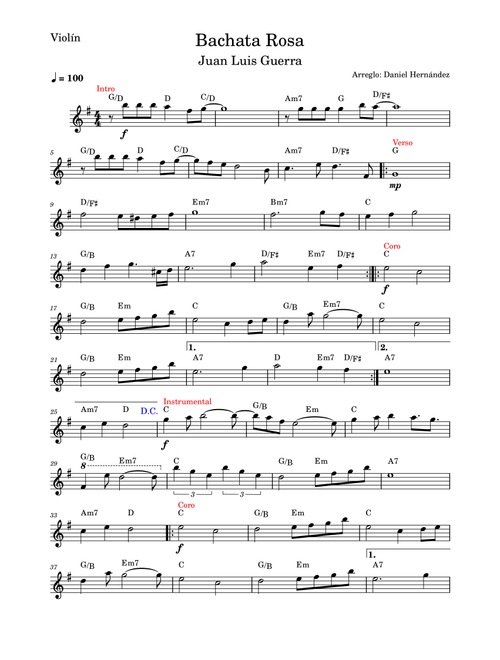 Bachata Rosa (Arr. Daniel Hernandez) - Juan Luis Guerra (Violin and Piano)