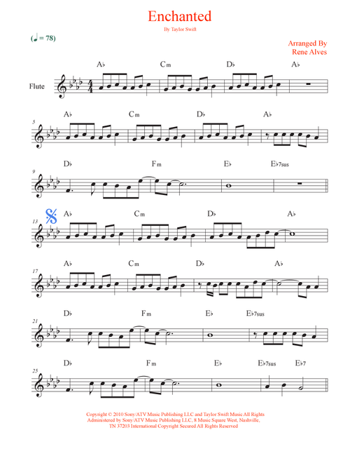 Enchanted (Arr. Rene Alves) - Taylor Swift (Flute Solo)