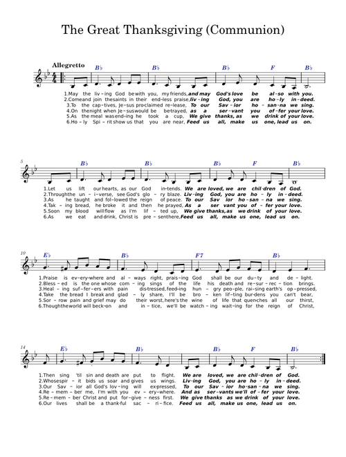 The Great Thanksgiving lead sheet