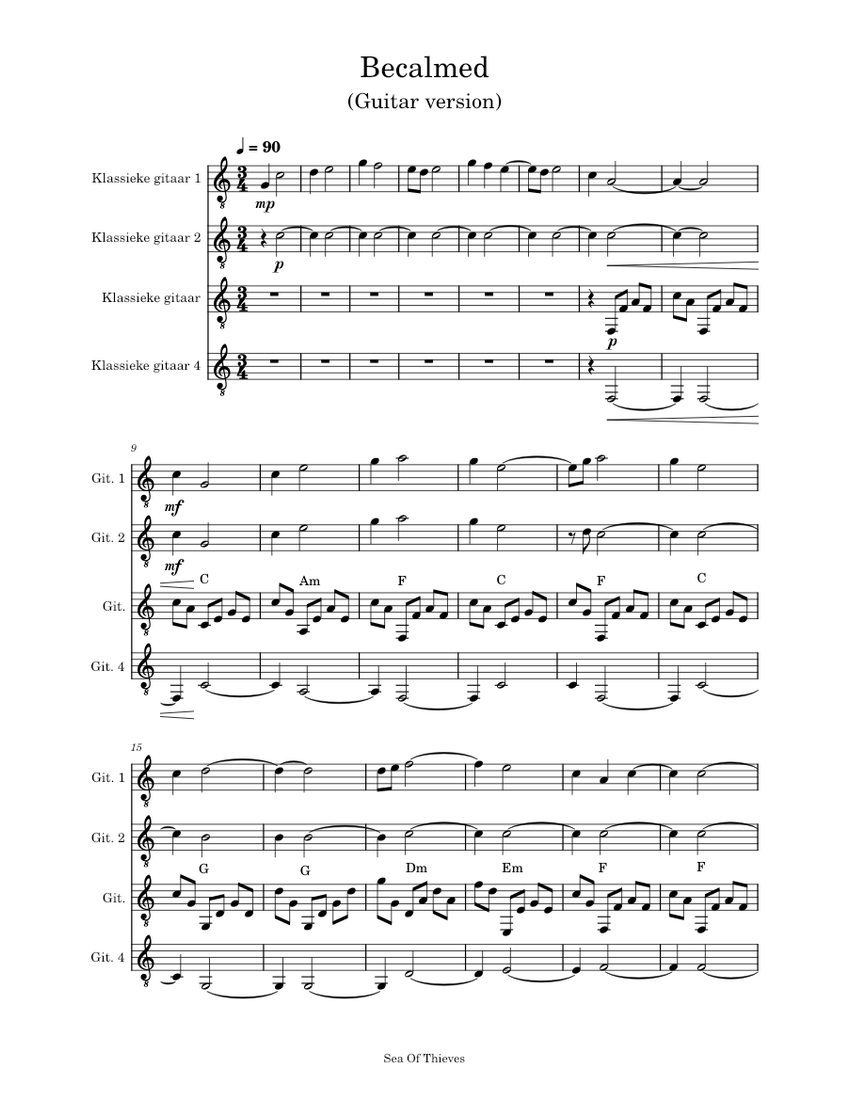 Sea of thieves becalmed (Guitar version)/based on a sheet music from