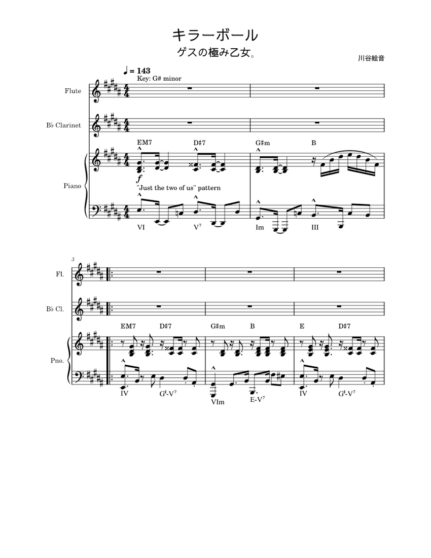 キラーボール – ゲスの極み乙女。 Sheet Music with Chords for Piano