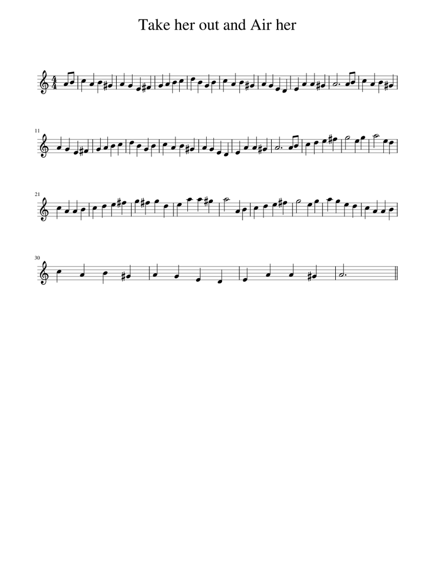 Take her out and Air her Sheet music for Piano (Solo)