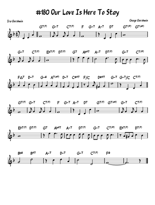Our Love Is Here To Stay (Arr. John Fries) - Jonathan Simon (Lead Sheet - Fake Book)