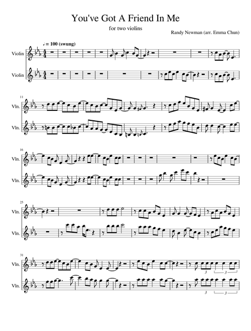 You've Got A Friend In Me (for two violins)