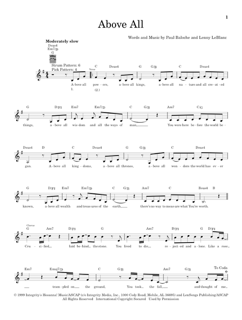 Above All - Paul Baloche (Easy Guitar)