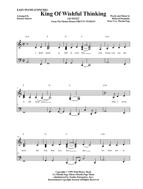 King Of Wishful Thinking (Arr. Kirsten Scherer) - Go West (Easy Piano)