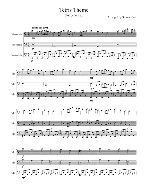 Tetris theme for cello trio