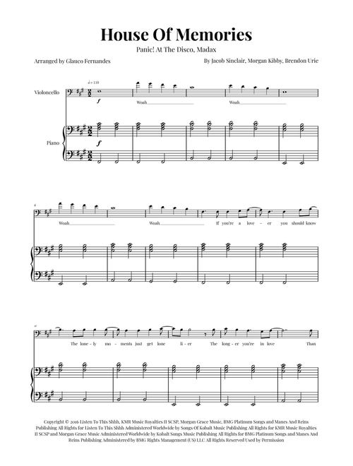 House Of Memories (Arr. Glauco Fernandes) - Madax (Cello and Piano)