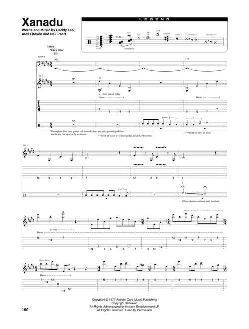 Xanadu - Rush (Transcribed Score)