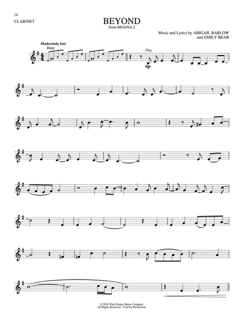 Beyond (from Moana 2) - Abigail Barlow & Emily Bear, Abigail Barlow, Emily Bear (Clarinet Solo)