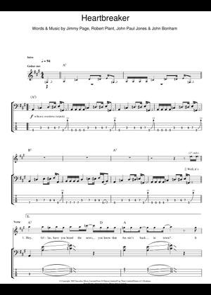 Play Official version of Heartbreaker Sheet Music by Led Zeppelin for ...