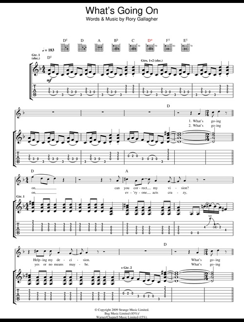 What's Going On - Taste, Rory Gallagher (Guitar Tab)